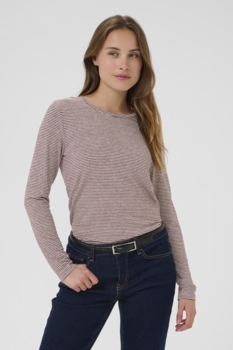 Langærmet T-shirt - CUalexandra - Bordeaux/Whitecap Stripe - Culture