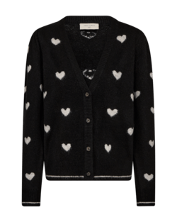 Cardigan - Strik - FQFaith - Black/Moonbeam - FREEQUENT