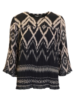 Bluse - Plisseret - Grafisk Mønster - Signature