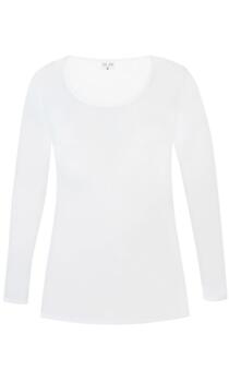 Langærmet T-shirt - Bella - Hvid - ZE-ZE