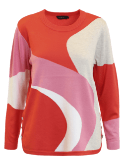 Pullover - Strik - Mønster - Rød/pink - Brandtex