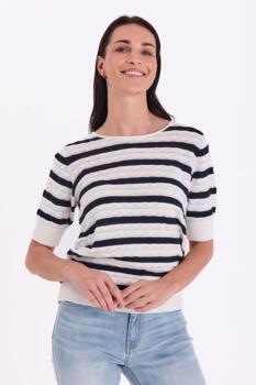 Pullover - Strik - FGdodo - Star Off-white w. Navy - FREEQUENT