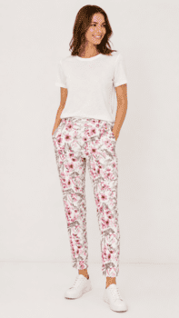 Jeans - Angelika Jump In Slim 7/8 - Rosa/Blomster - Anna Montana