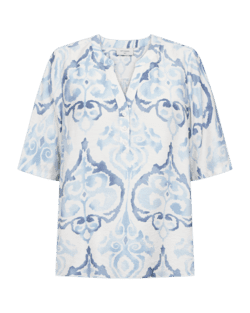 Skjortebluse - FQEsvespa - Blå/Hvid - Freequent