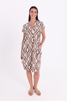 Kjole - FQfloi - White W. Coffee Bean - FREEQUENT