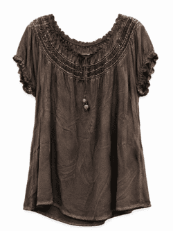 Bluse - 9005-2-2 - Brun - Italy Moda