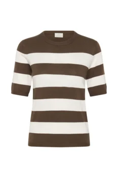 Bluse - Strik - KAlizza - Brun/Hvid Stribet - KAFFE