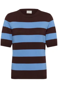 Bluse - Strik - KAlizza - Brun/Lyseblå Stribet - KAFFE