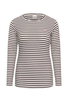 Bluse - KClia - Brun/hvid stribet - KAFFE curve