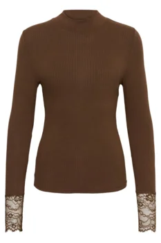 Langærmet T-shirt - KAomi - Brun - KAFFE