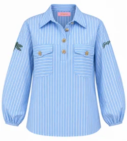 Bluse - Aarhus Stripe - Stribet Blå/Hvid - Gaspar