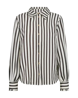 Skjorte  - FQNoto - Off White/Brun - FREEQUENT