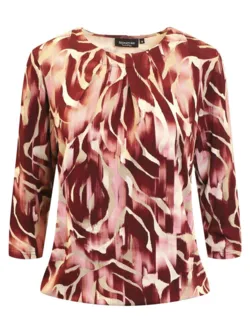 3/4 Bluse - 360-40037 - Rød/Beige - Signature