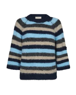 Pullover - Strik - FQgrslulu - Stribet Blå/Sand - FREEQUENT
