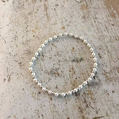 Armbånd perler sølv/hvid