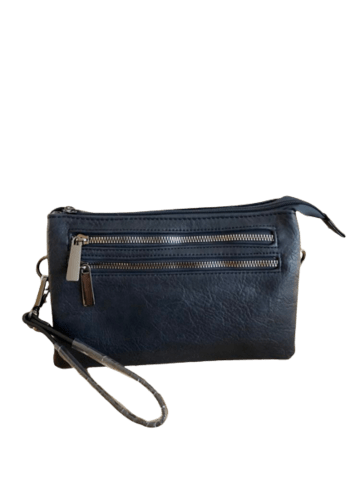 Taske Clutch skind L122-1 Dark Blue Paolo Bags