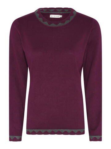 Jumper - Basic Viscose Strik - med kant - Aubergine - Micha