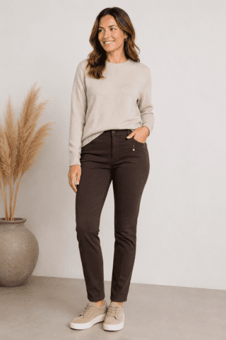 Jeans - Angelika Pull on - Coffee - Anna Montana