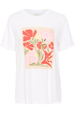 T-Shirt - KAelin - White/Pink Flower - Kaffe