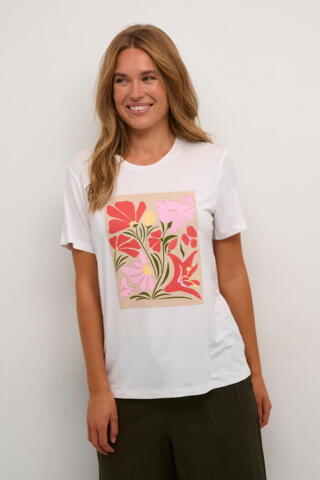 T-Shirt - KAelin - White/Pink Flower - Kaffe