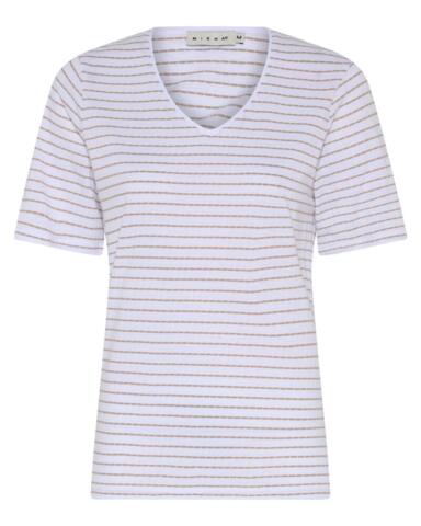 T-shirt - Petite Stripe - Hvid/Nougat - Micha
