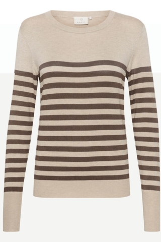 Pullover - Strik - KAlizza - Grey/Brown Stripe - Kaffe