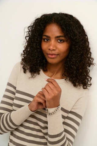 Pullover - Strik - KAlizza - Grey/Brown Stripe - Kaffe