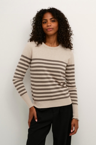 Pullover - Strik - KAlizza - Grey/Brown Stripe - Kaffe