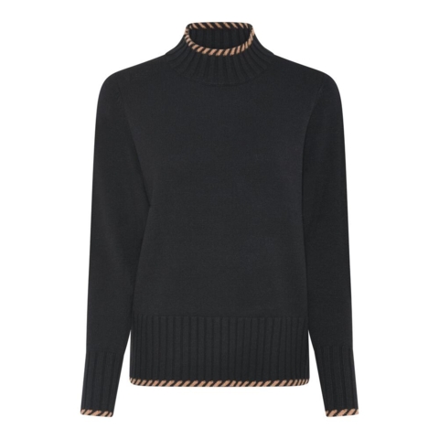 Jumper - Strik - Black/Cognac - Micha