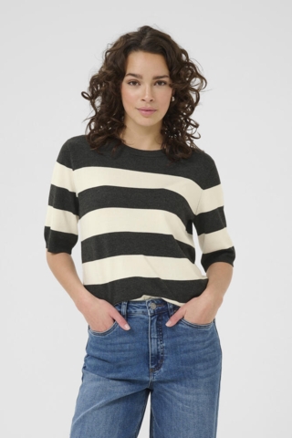 Bluse - Strik - KAlizza - DGM/Turtledove Wide Stripe - Kaffe