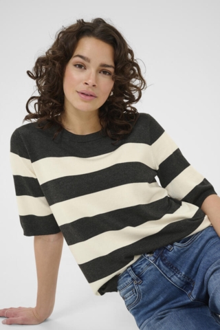 Bluse - Strik - KAlizza - DGM/Turtledove Wide Stripe - Kaffe