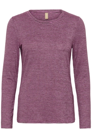 Langærmet T-shirt - CUalexandra - Pink/Brown Stripe - Culture