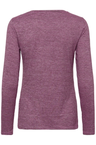 Langærmet T-shirt - CUalexandra - Pink/Brown Stripe - Culture