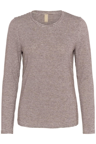 Langærmet T-shirt - CUalexandra - Bordeaux/Whitecap Stripe - Culture