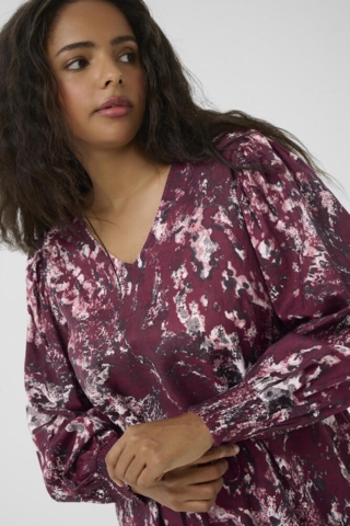 Kjole - KCmina - Red/Black Abstract Graphic - Kaffe Curve