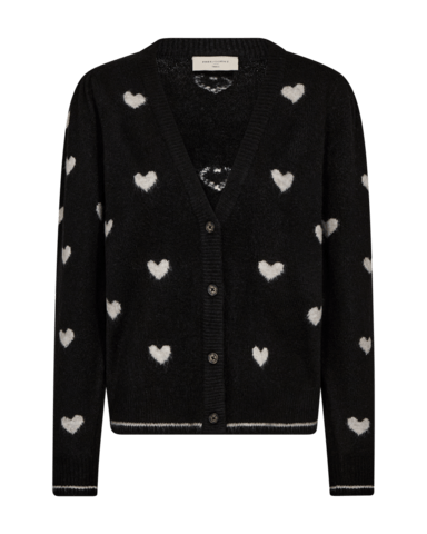 Cardigan - Strik - FQFaith - Black/Moonbeam - FREEQUENT