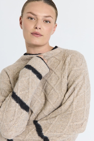 Pullover - Strik - FQHiro - Desert Taupe Mel/Black - FREEQUENT