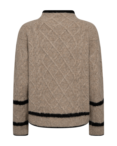 Pullover - Strik - FQHiro - Desert Taupe Mel/Black - FREEQUENT