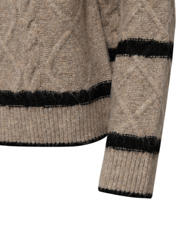 Pullover - Strik - FQHiro - Desert Taupe Mel/Black - FREEQUENT
