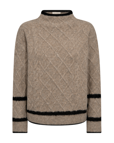 Pullover - Strik - FQHiro - Desert Taupe Mel/Black - FREEQUENT