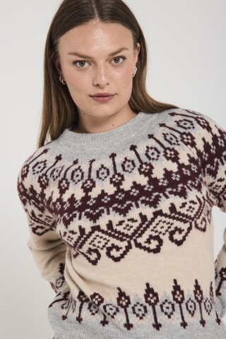 Pullover - Strik - FQMerla - Moonbeam/Grey - FREEQUENT