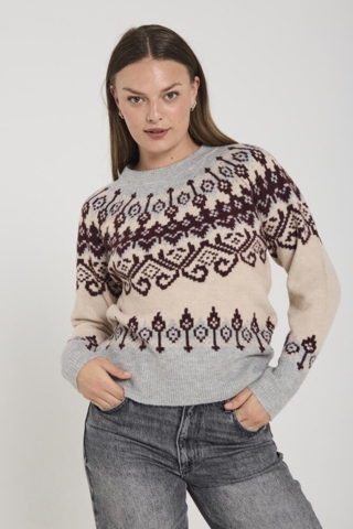Pullover - Strik - FQMerla - Moonbeam/Grey - FREEQUENT