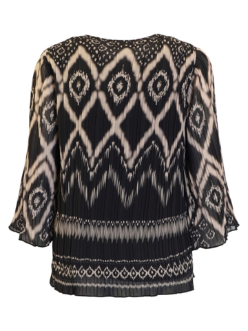 Bluse - Plisseret - Grafisk Mønster - Signature