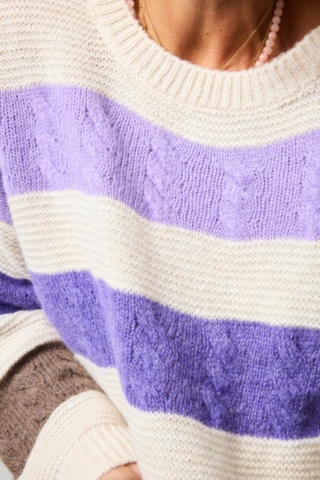 Pullover - Strik - I Haven - Lilla/Hvid - Lene Beier X Lind