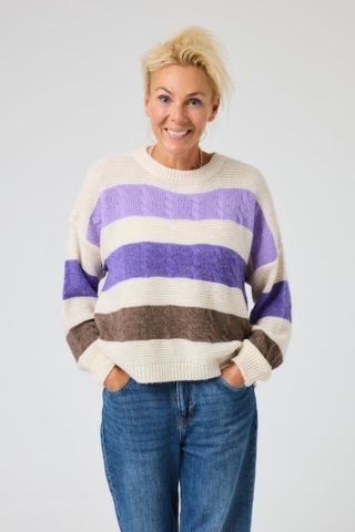 Pullover - Strik - I Haven - Lilla/Hvid - Lene Beier X Lind