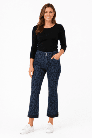 7/8 Jeans - Columbia - Navy/Leopard - Anna Montana