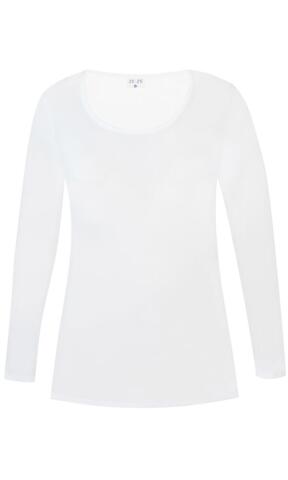 Langærmet T-shirt - Bella - Hvid - ZE-ZE
