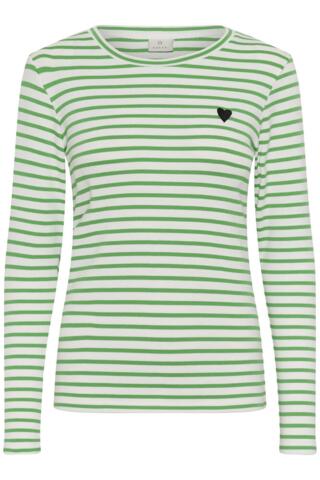 Langærmet T-shirt - KAliddy - Chalk/Bright Green-Black - KAFFE