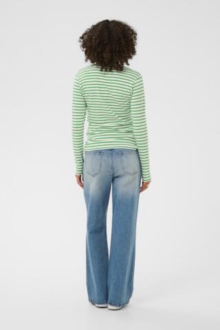 Langærmet T-shirt - KAliddy - Chalk/Bright Green-Black - KAFFE