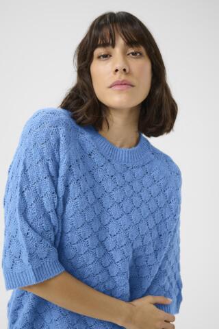 Strikbluse - Blå - Kaffe